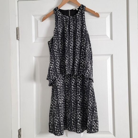 Joie Everla Sleeveless Polka Dot Printed Silk Dress in Caviar Porcelain Size XS - Picture 3 of 6